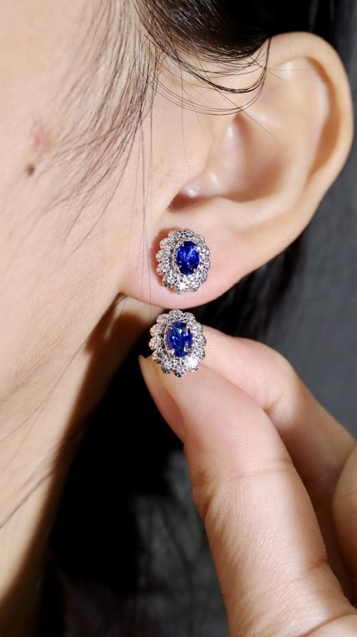 1.66ct刻面蓝宝石耳钉 商品图4