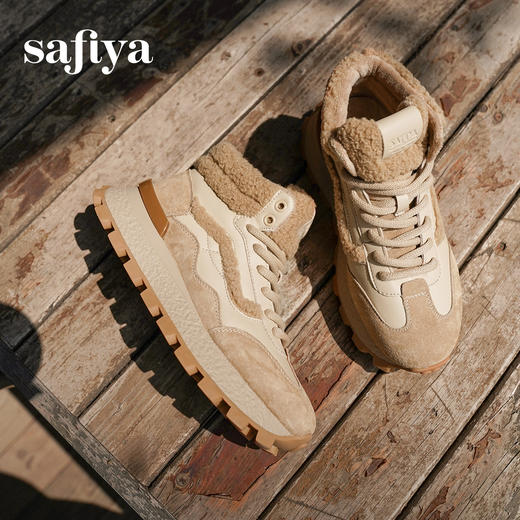 预售10天发|Safiya/索菲娅2024秋冬加绒加厚复古休闲高帮轻便保暖时尚休闲鞋 SF44112065 商品图6