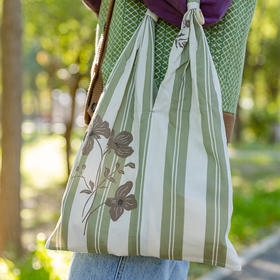 复古条纹包单肩女士挎包手提包小拎包购物包手提袋购物袋布袋大容量