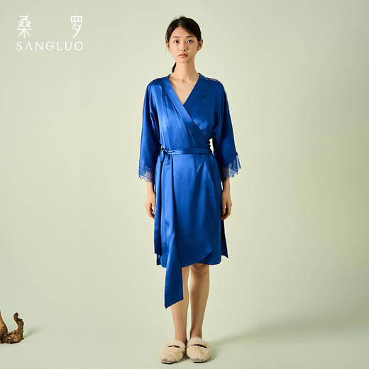 明星同款』桑罗晨袍桑蚕丝慵懒性感优雅长袍新娘睡袍外穿 商品图6