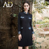 AD新中式连衣裙女秋冬2024新款高级感提花西装裙轻奢国风裙子黑色 商品缩略图4
