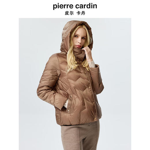 皮尔卡丹女装羽绒服冬季白鸭绒短款通勤保暖外套P3493Y3405M0
 商品图4