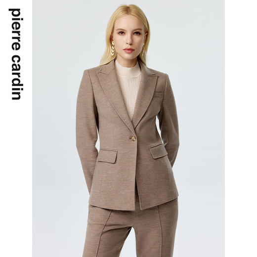 皮尔卡丹女装西装秋冬咖色高级感羊毛修身西服外套P3355U3954K1
 商品图1