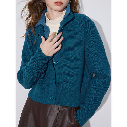 初语 高领毛衣长袖上衣女 秋冬款复古插肩袖厚暖毛织外套 商品图3