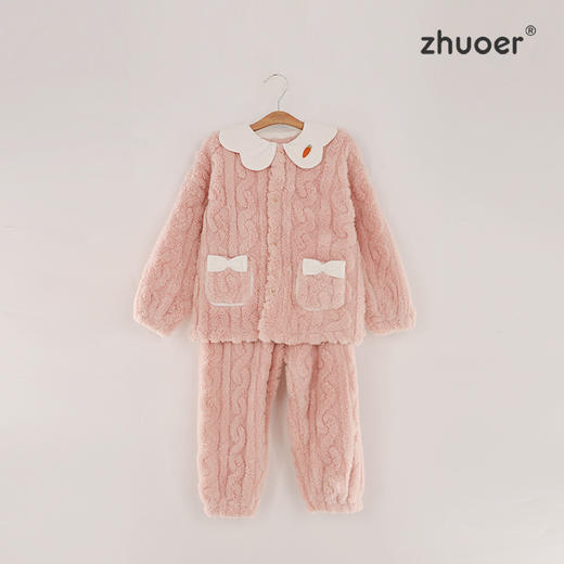 101450172卓儿4-11岁女童秋冬可爱绒绒家居服套装（珊瑚绒）（110-160尺码可选） 商品图1