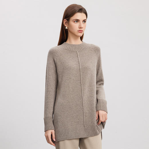 【中长款半高领羊绒衫】羊绒世家秋冬新品女士100%山羊绒内搭保暖毛衣 商品图2