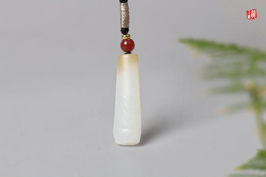 和田糖白玉竹节吊坠 配精美挂绳 商品图0