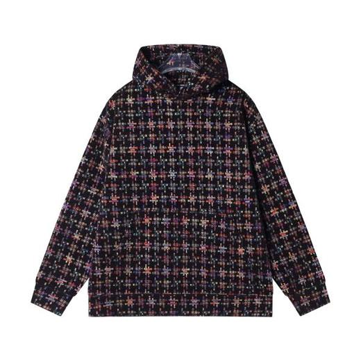 WY762秋冬季新款重磅拼图碎片复古连帽编织套头潮流休闲时尚卫衣 商品图1