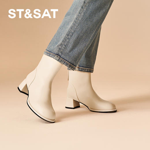 【绒里可选】星期六气质简约通勤粗跟短靴SSC4116438/SSC4118438 商品图3