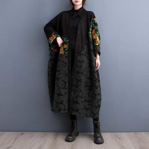 雀说 秋冬时尚潮流拼接宽松大码风衣外套女4ZF-8050 商品图1
