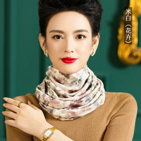 纯羊毛印花围脖，女士防寒脖套百搭保暖羊毛长围巾WY-1005X