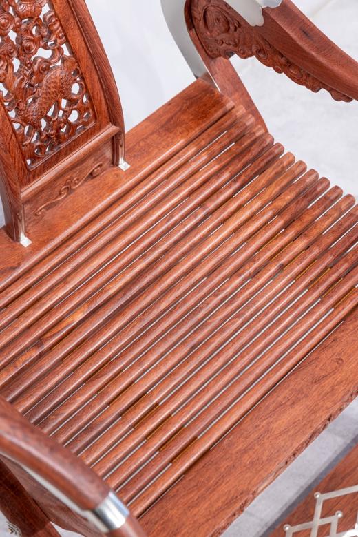 红桥红  家具严选  缅甸花梨(大果紫檀）  【木面 王款 双面透雕麒麟纹交椅】 商品图7