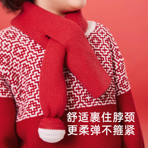 英氏儿童手套围巾组合冬季保暖外出宝宝手套新款喜庆拜年 商品图3