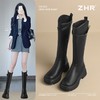 ZHR则则圆头厚底长筒靴2024新款加绒复古气质长靴显瘦骑士靴女靴 商品缩略图2