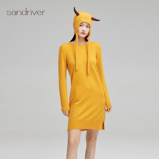 青海羊绒女士小圆领连衣裙SJF96W505N 商品图2