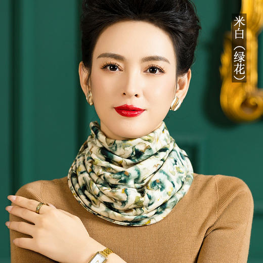 纯羊毛印花围脖，女士防寒脖套百搭保暖羊毛长围巾WY-1005X 商品图3