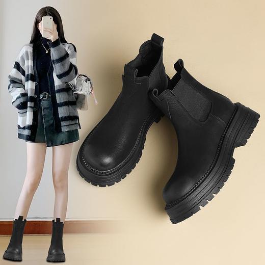 ZHR则则时尚气质厚底增高加绒短靴靴子2024冬季新款英伦百搭女鞋 商品图0