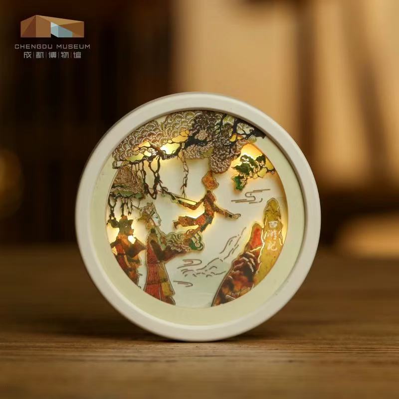 成都博物馆 皮影西游记西厢记纸雕灯冰箱贴 博物馆文创成都纪念品