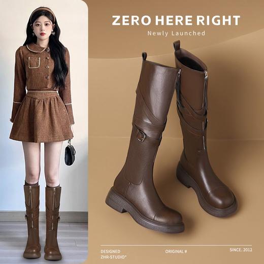 ZHR则则废土风长筒靴复古骑士靴2024新款英伦百搭长靴厚底女靴子 商品图1
