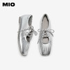 MIO米奥时尚金属朋克玛丽珍鞋银色圆头系带单鞋M251430501 商品缩略图3