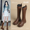 ZHR则则圆头厚底长筒靴2024新款加绒复古气质长靴显瘦骑士靴女靴 商品缩略图1
