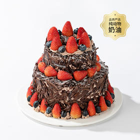 幸福西饼-【黑巧爱好者推荐】森林小红帽6+4英寸双层爆款下午茶，浓郁黑巧搭配多汁草莓和酸甜黑樱桃酱，酸酸甜甜！