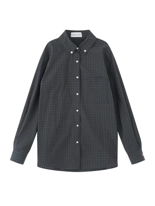 出逃赤岗西/24AWC25/复古经典格纹全棉宽松长袖衬衫 商品图4
