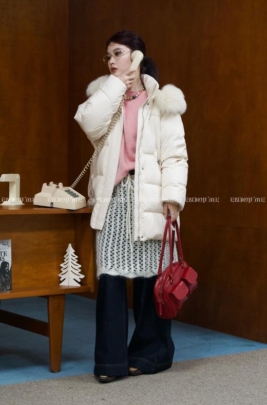 【门店同款】ENJOY冬季从“绒”冬日抽绳连帽毛领羽绒 159949681 商品图4