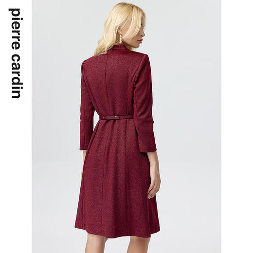 皮尔卡丹女装连衣裙春秋红色V领知性优雅干练时尚裙P3400E4988T0
 商品图2