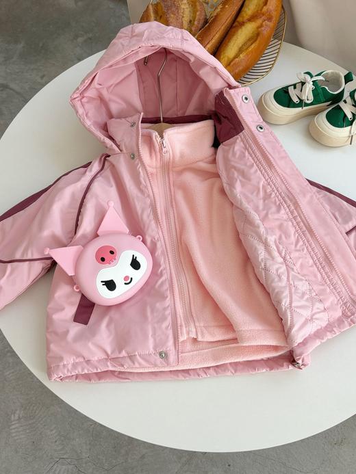 【冲锋衣外套套装，加绒加厚保暖】冲锋衣外套套装 冬季儿童加绒加厚 保暖女童 拼接休闲冲锋衣外套套装-QQ 商品图2