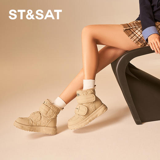 星期六时尚魔术贴保暖厚绒雪地靴SSC411A1CQ 商品图3