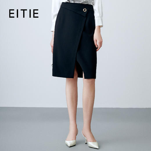 EITIE爱特爱春季新品时尚干练纯色纽扣装饰半身裙7706406 商品图0