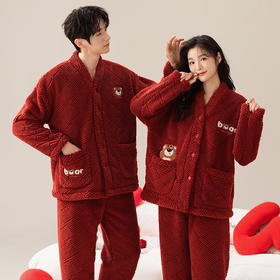 【加厚保暖！法兰绒情侣睡衣】无惧寒冷，又柔又暖，又宠你！秋冬季珊瑚绒女款卡通冬天男士家居服套装2025马年本命年内衣