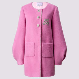 浪漫优雅芭比粉钉珠钻扣毛呢外套MF85CT753