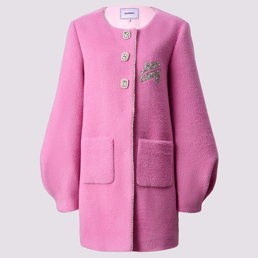 浪漫优雅芭比粉钉珠钻扣毛呢外套MF85CT753 商品图0
