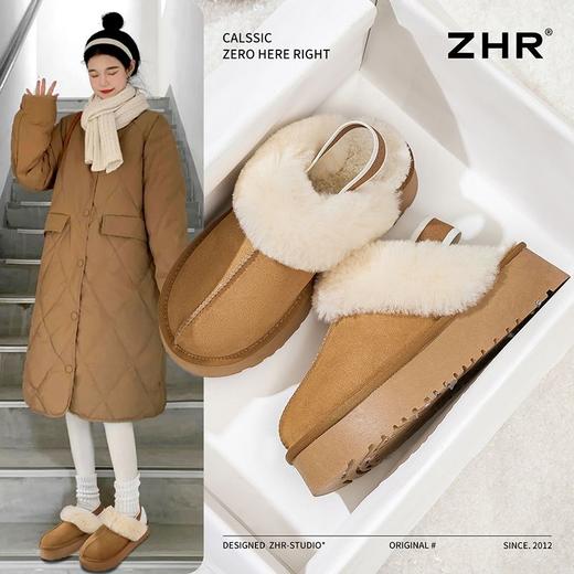 ZHR则则真皮加绒雪地靴女2024冬季新款保暖皮毛一体厚底羊毛棉鞋 商品图2