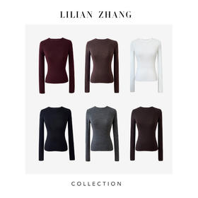 LILIAN ZHANG 秋冬定制—扬子纱、圆领长袖羊毛套衫打底衫  2408006