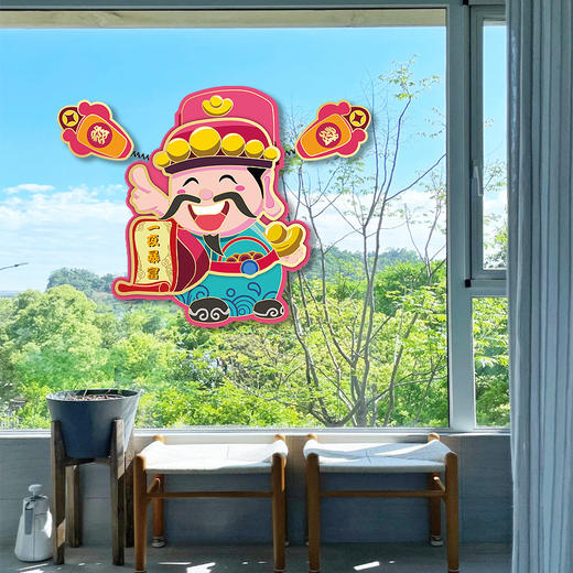 【趣味弹簧耳朵，新款财神爷挂饰】好看又好看2025马年春节喜庆挂饰，原创喜庆财神爷窗门贴，新年挂件春节新年财爷门贴本命年新年2025马年年货QQ 商品图3