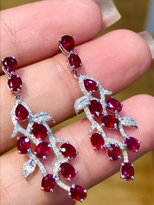 4.2ct刻面红宝石耳坠 商品图1