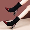 【预售5天】新款弹力靴女春秋高跟弹力布中筒靴尖头水钻跟显瘦单靴PLGZ&A8878 商品缩略图0