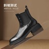 ZHR则则褶皱厚底切尔西靴女2024新款冬高级复古短靴加绒粗跟皮靴 商品缩略图4