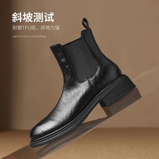 ZHR则则褶皱厚底切尔西靴女2024新款冬高级复古短靴加绒粗跟皮靴 商品图4