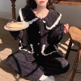 【ins小香风❗️珊瑚绒家居服套装】甜美公主风，加绒加厚，轻柔舒适耐穿❗️超暖冬季柔软新款保暖睡衣女套装