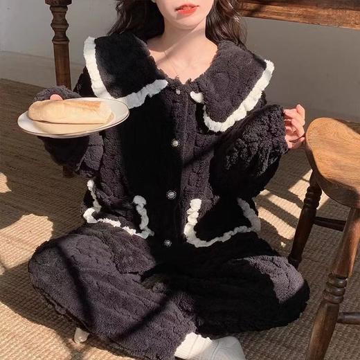 【ins小香风❗️珊瑚绒家居服套装】甜美公主风，加绒加厚，轻柔舒适耐穿❗️超暖冬季柔软新款保暖睡衣女套装 商品图0