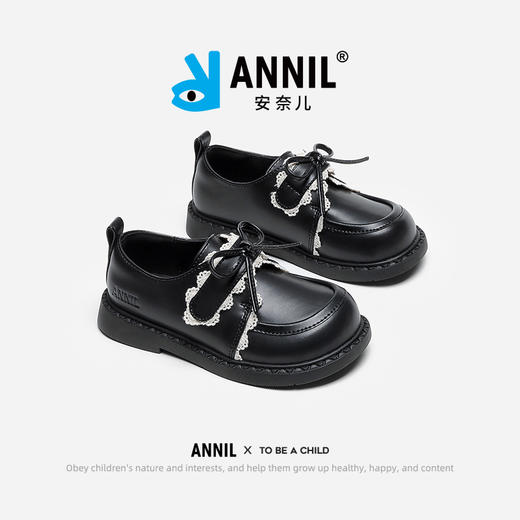 ANNIL/安奈儿女童软底小皮鞋女宝宝甜美乐福鞋2024黑色新款儿童HM4301064 商品图2