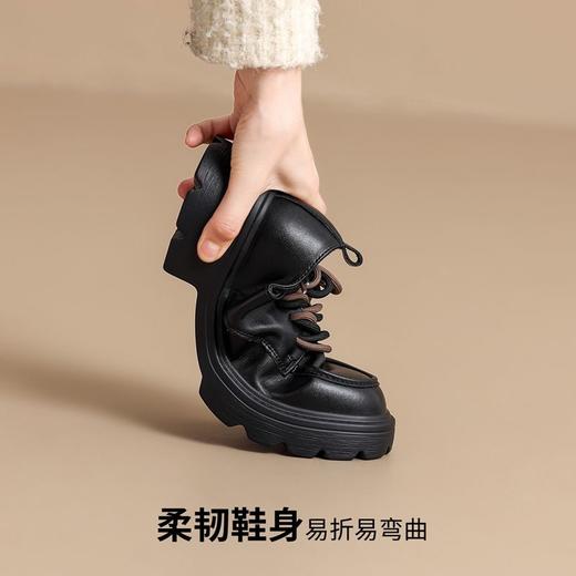 ZHR则则真皮加绒小皮鞋女厚底百搭英伦风乐福鞋增高鞋子冬季单鞋 商品图4