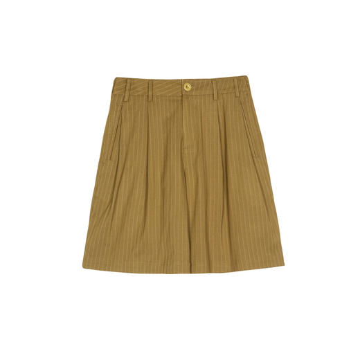 谜底条纹直筒裤女2025春新款复古风特色宽松廓形五分裤255MK3012 商品图4