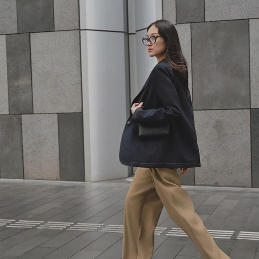 【顺丰包邮】34806 洛诗琳时尚松弛感牛仔蓝色亚麻棉西装外套631 商品图4