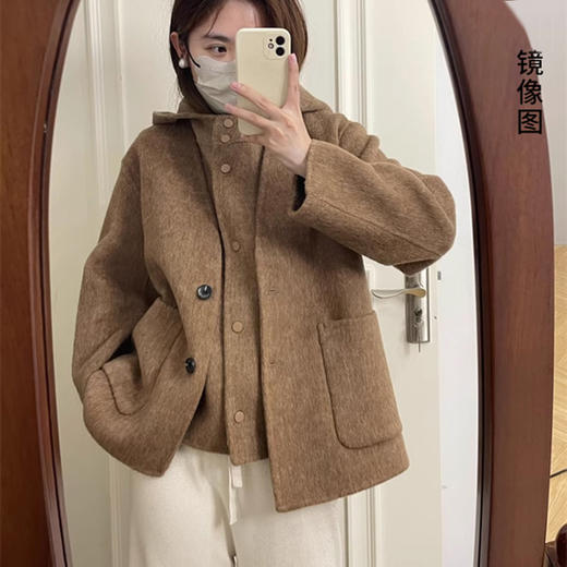 裁缝学苑AQ390韩版简约两件套连帽马甲双面羊毛绒呢外套纸样大衣女秋冬小个子短 商品图2