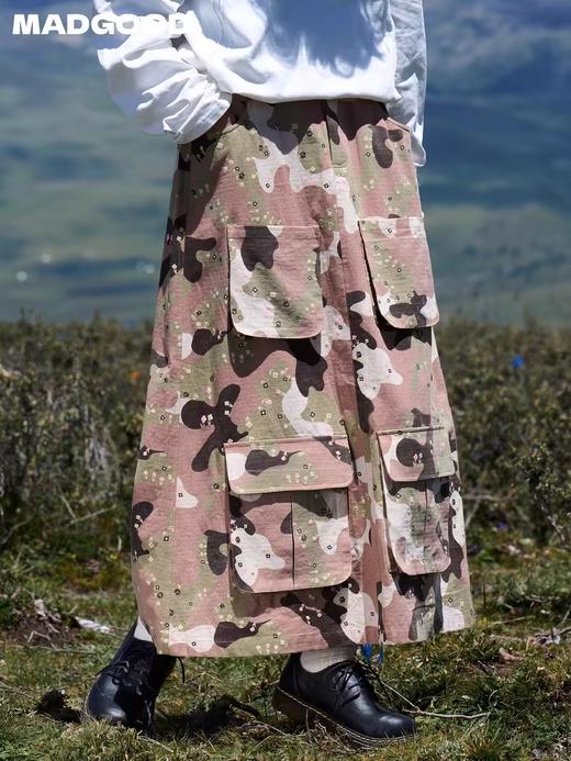 马得工地/MDGDQZ244388/复古街头A字粉格迷彩多口袋半身裙 商品图2